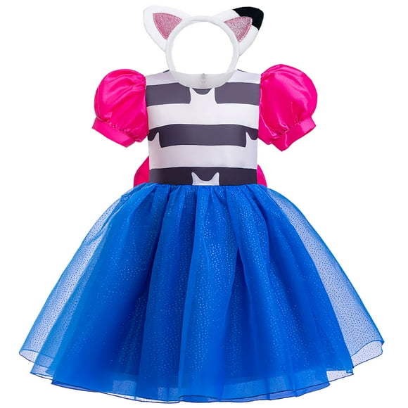 Girls Cat Doll Costume with Cat Headband Christmas Birthday Party Princess Outfits, Size for 4-5Year