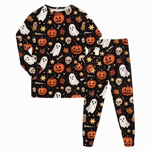 mgoYE Toddler Halloween Pajamas Girl Pajama Sets Long Sleeve Top with Pants Soft Sleepwear 2 Piece Pjs Set 3-4 Years