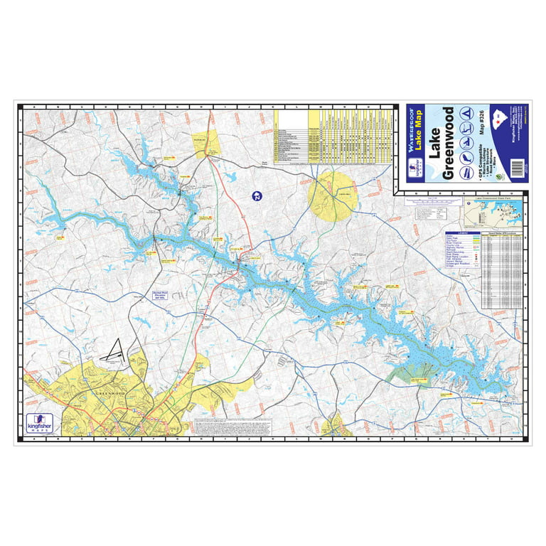 Kingfisher Maps Waterproof Lake Map Lake Greenwood South Carolina