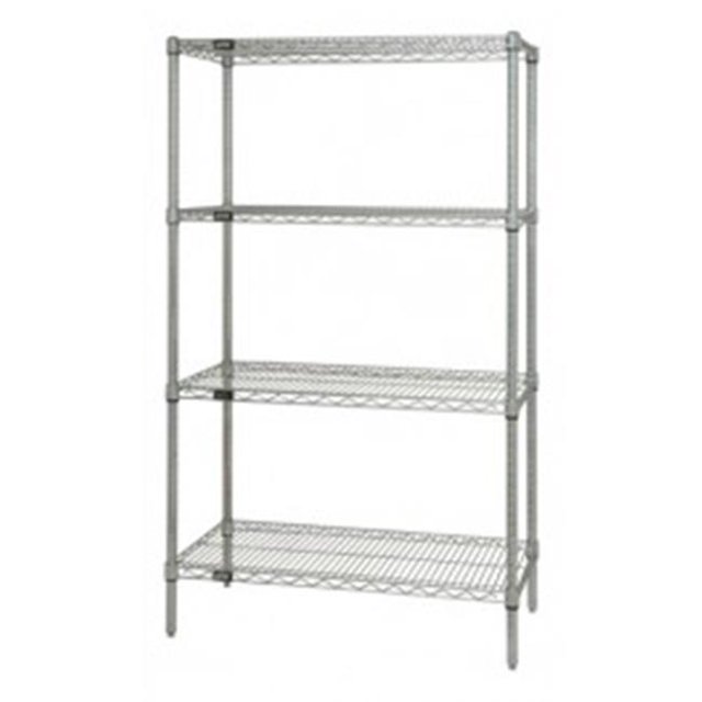 Kit de Démarrage pour Étagère en Fil Chromé à 4 Tablettes - 12 x 48 x 86 Po
