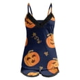 thumbnail image 5 of Ulitacool Halloween Pajamas Women Vest Shorts 2 Pieces Set Sleeveless Tops Shorts Set Summer Sleepwear Halloween Comfortable Jammies Nightwear Orange S, 5 of 5