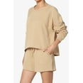 thumbnail image 3 of TheMogan Women's PLUS Cotton Terry Long Sleeve Oversized Top & Drawstring Shorts SET, 3 of 7