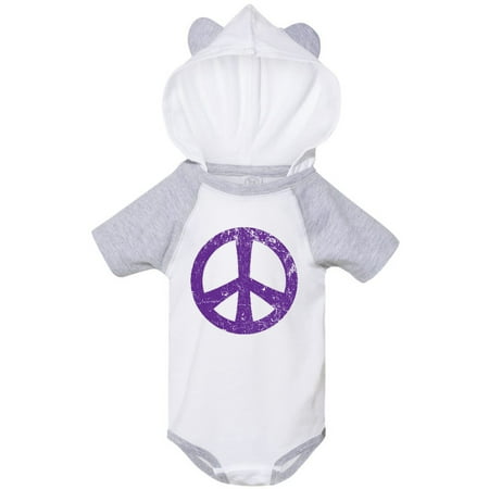 

Inktastic Peace Sign Purple Distressed Retro Gift Baby Boy or Baby Girl Bodysuit