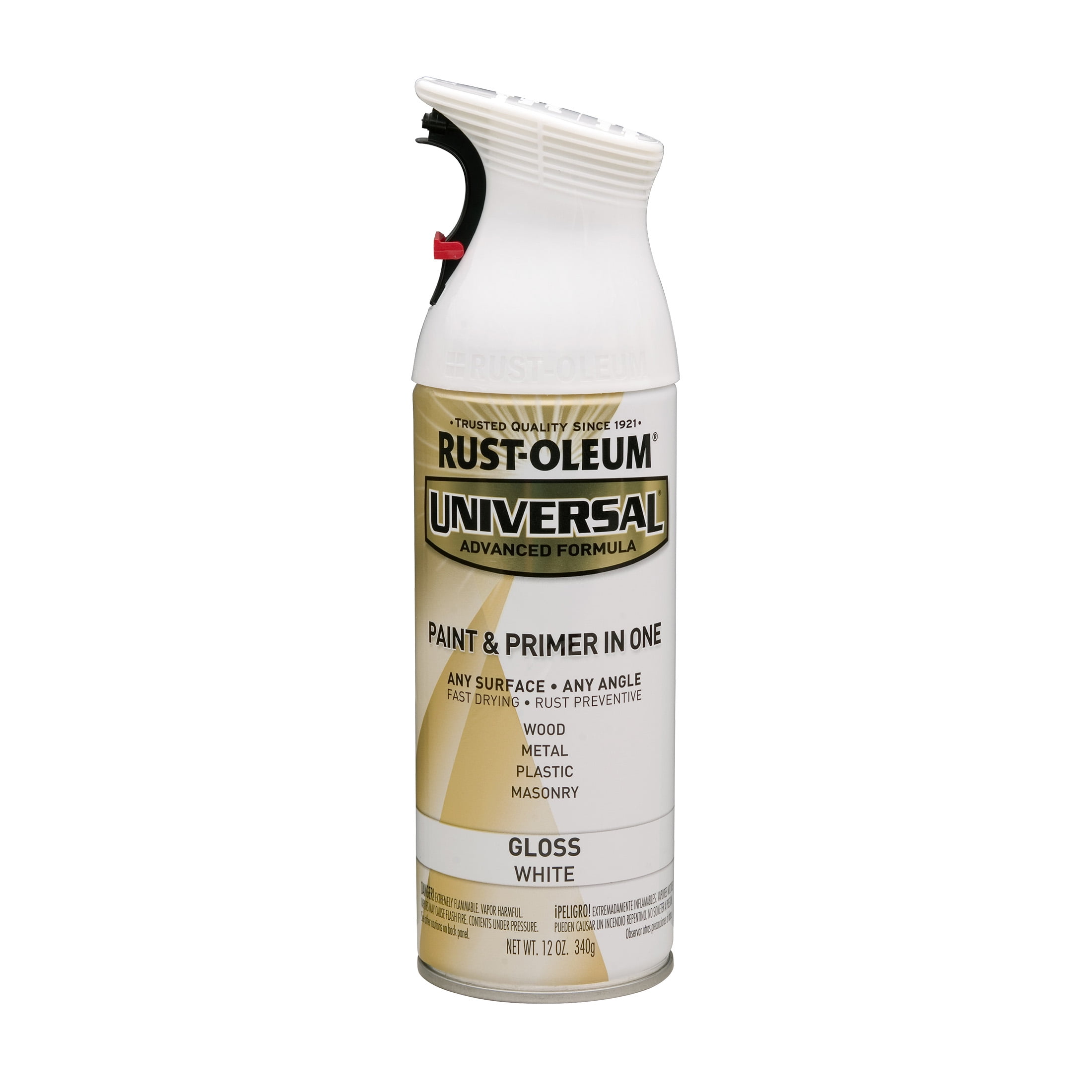 (6 pack) White, Rust-Oleum Universal Paint & Primer Gloss Spray Paint-245199, 12 oz