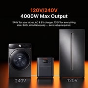 Jackery HP3600AC ProMax Portable Power Station with 12V Charging Cable, 3574Wh LFP Battery, 4000W Output, Expandable Capacity, 10ms UPS, Solar Generator for Home Backup, RV & Off-Grid Use