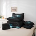thumbnail image 6 of Homewish Gothic Halloween Skull 7pcs Queen Bedding,Blue Rose Flowers Bedding Comforter Set Queen,Black Reversible, 6 of 8