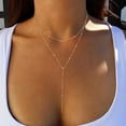 thumbnail image 6 of Boho Layered Bead Y Lariat Necklace Gold Bead Y Necklace Y Shaped Necklace Satellite Chain Y Drop Necklace Long Chain Necklace Jewelry for Women, 6 of 7