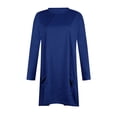 thumbnail image 3 of Lumento Women Plain Pockets T Shirts Tunic Long Sleeve Pockets Long T-shirt Navy Blue XXL, 3 of 4