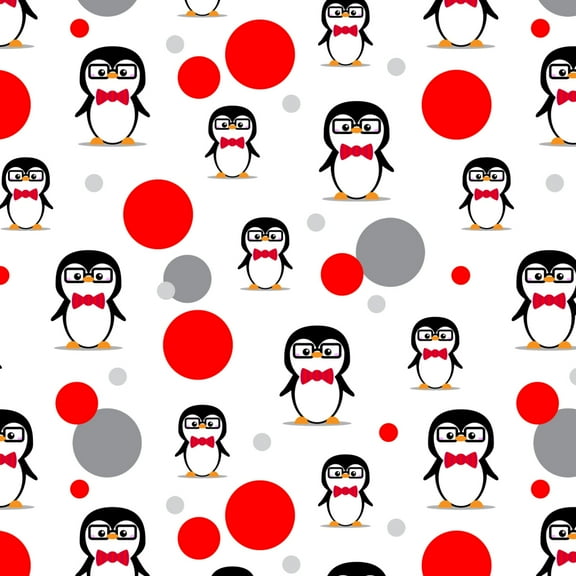 Cartoon Penguin with Bow Tie and Glasses Premium Gift Wrap Wrapping Paper Roll