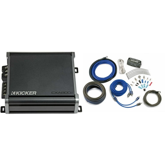 KICKER CXA800.1 800 Watt Mono Amp & 4AWG 2 Channel Amp Install Kit