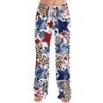 thumbnail image 5 of Women's Independence Day Pants Patriotic Star USA Flag Print Elastic High Waist Pants Wide Leg Casual Casual Breathable Lounge Pants, #01 Blue, XL, 5 of 5