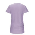 thumbnail image 4 of MIUOWANP Short Sleeve T-Shirt Women's V-Neck Pocket Pleated Solid Color Top Size L(8)Purple, 4 of 7
