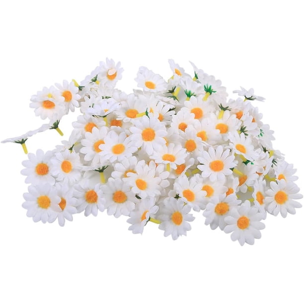 100 Piezas de Gerbera Artificial de Tela de Margarita con Cabeza de Flor para Boda, Fiesta, Bricolaje, decoración Artesanal
