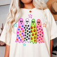 thumbnail image 3 of Colorful Ghosts Halloween T-Shirt, Cute Spooky Season Graphic Tee, Retro Fun Ghost Shirt, Comfort Colors Fall Apparel Gift for Her - White, 3XL, 3 of 5