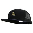 thumbnail image 2 of Golden Horse Logo Embroidered Big Size Premium Flat Bill Trucker Cap - Navy Black XL-3XL, 2 of 5