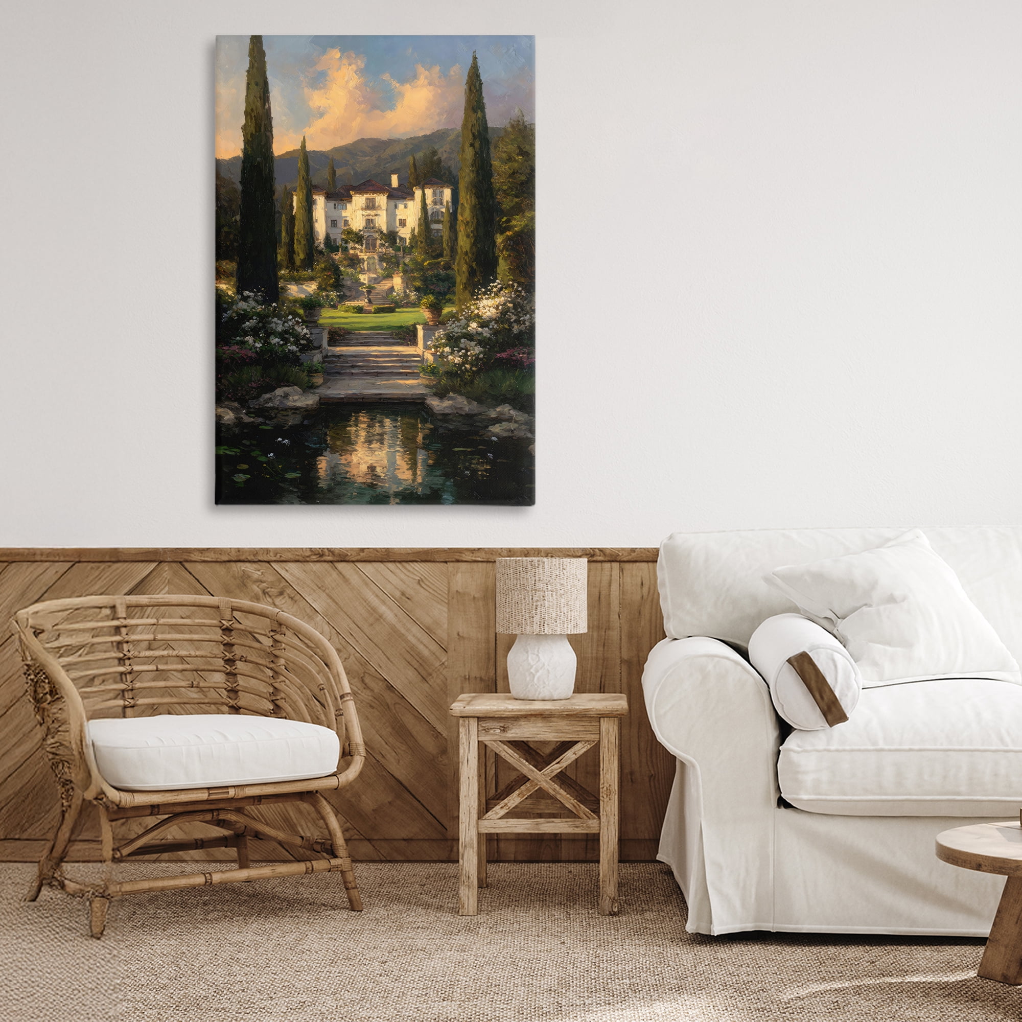 Stupell Industries Victorian Mansion at Sunset Canvas Wall Art, design by Petal Prints Design