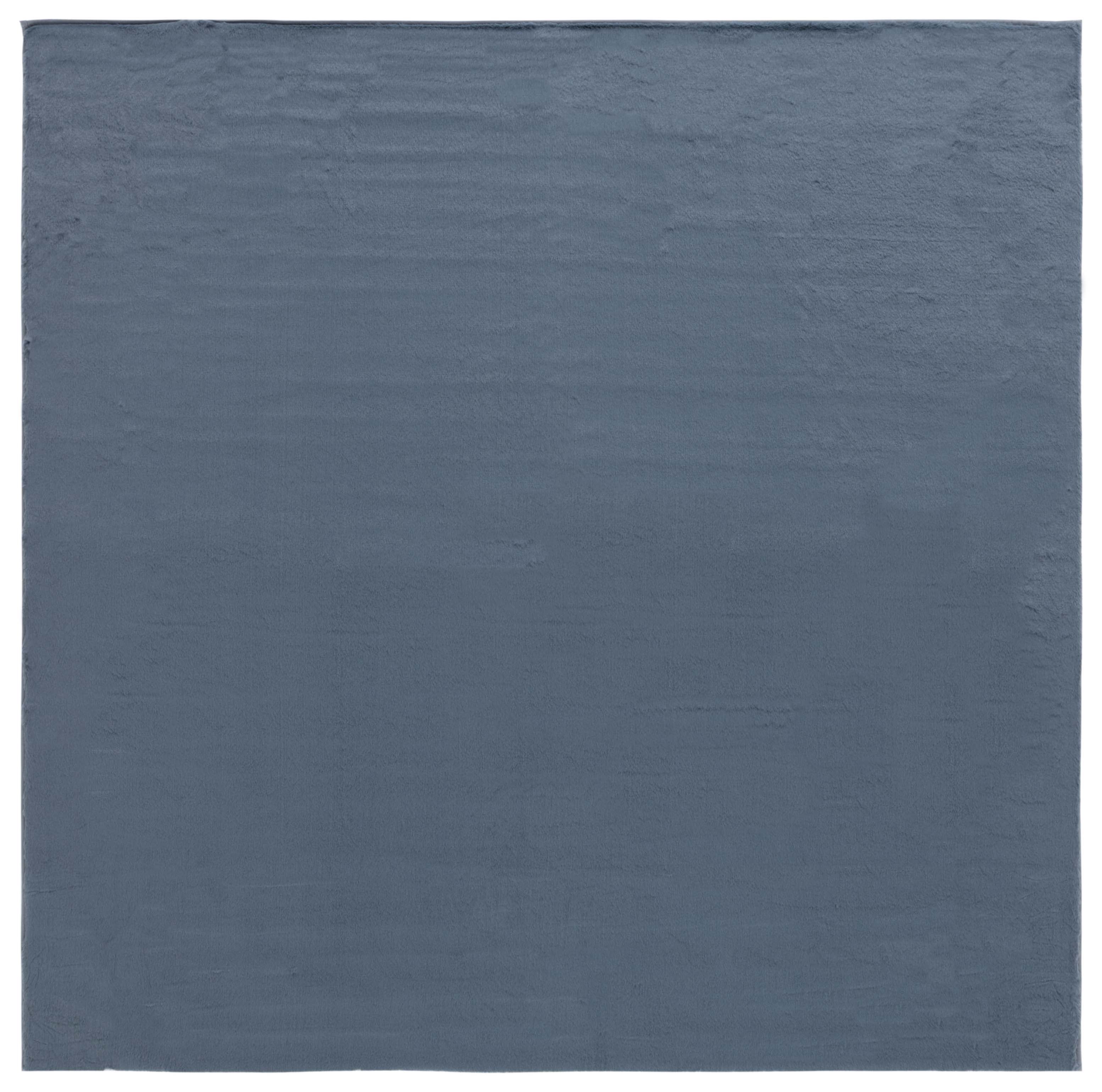 Safavieh Faux Rabbit Fur Davin Solid Machine Washable Slip Resistant Area Rug, Dark Gray, 6' x 6' Square