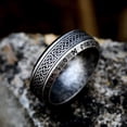 thumbnail image 3 of Anillo de acero inoxidable de estilo japonés y coreano, sencillo, de moda, con letras vikingas nórdicas vintage, nudo celta, anillo de acero de titanio, 3 of 5