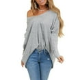 thumbnail image 2 of gakvbuo Off The Shoulder Sweater For Women Casual V Neck Batwing Sleeve Loose Fit Oversized Baggy Tops Sweater Pullover Blouse T-Shirt, 2 of 8