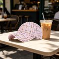 thumbnail image 4 of Xijirk Baseball Cap Textured Woven Curved Brim Fashion Hat for Daily Casual Street Travel Outdoor Wear,Pink,One Size, 4 of 5