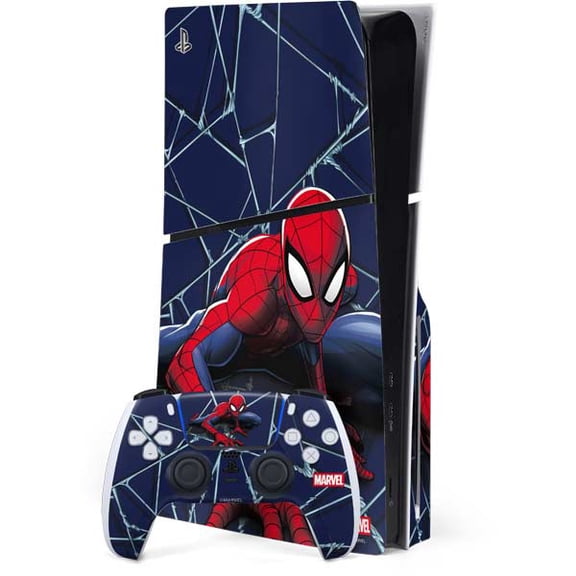 Skinit Marvel Spiderman Crawling Spiderman PS5 Slim Disk Bundle Skin