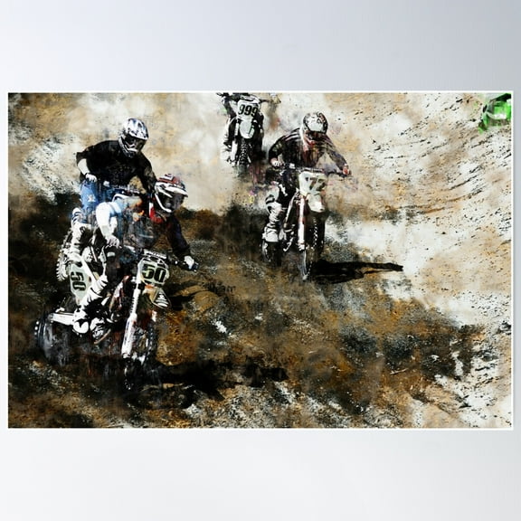 Motocross Dirt Bikers Poster Wall Art, Modern Wall Decor For Living Room Bedroom, 8x12 UNFRAMED