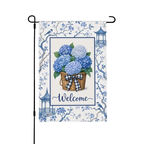 Garden Flag with Blue Hydrangea Floral Design 12x18 inch Outdoor Decor