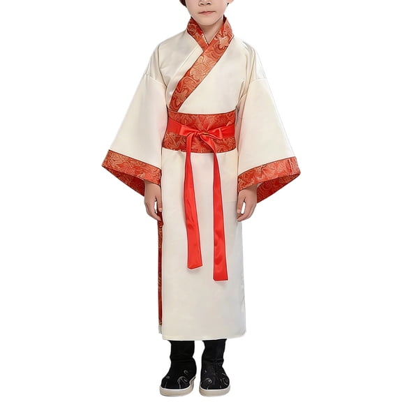 LIIPEE Kids Traditional Chinese Costume Boys Girls Unisex Fashion Graphic Hanfu Dress Performance Dress Up Clothes,3-4 Years