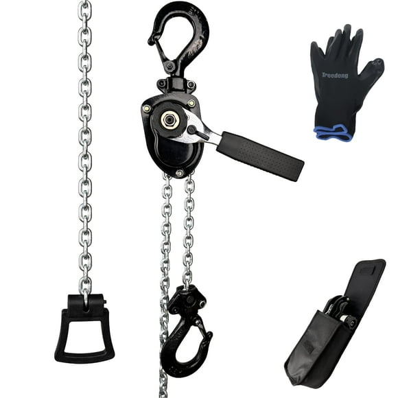 Treedeng Mini Lever Chain Hoist 1/2 Ton 10Ft Lift 1100Lbs Manual Hoist with 2 Heavy Hook Ratchet Puller Hoists