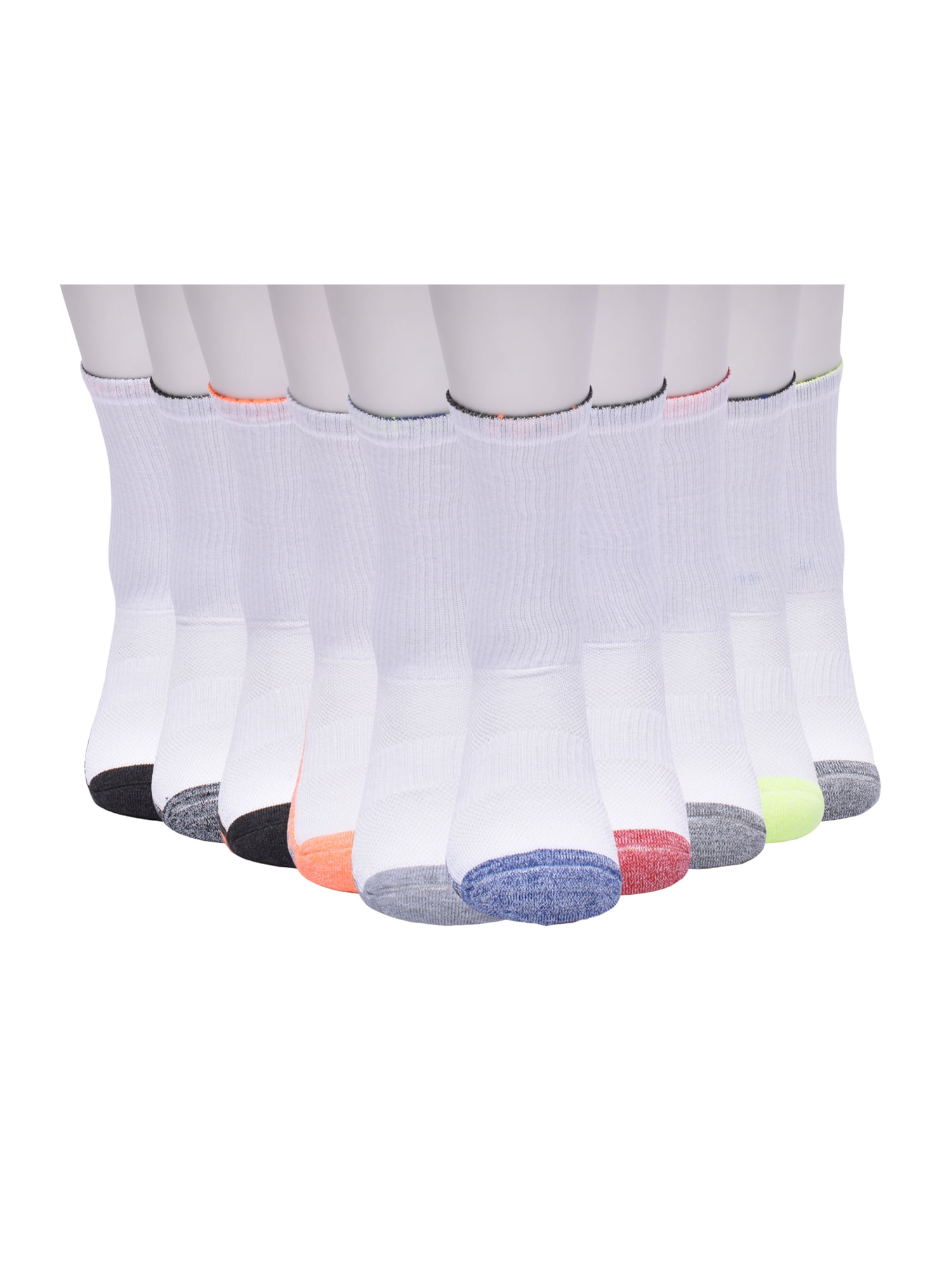 Athletic Works Boys Cushioned Crew Socks, 10-Pack S (4-8.5) - L (3-9)