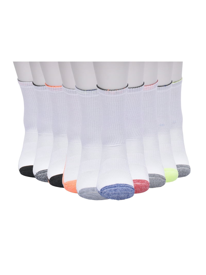 Athletic Works Boys Cushioned Crew Socks 10-Pack S 4-8.5 L 3