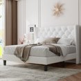 thumbnail image 2 of Feonase Queen Size Bed Frame with Upholstered Wingback Headboard, Platform Bed and Heavy Duty Wooden Slats Support, Easy Assembly, Noise-Free, No Box Spring Needed, White, 2 of 7