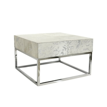 Pasargad Home Safari Stainless Steel & Cowhide Coffee Table, Silver