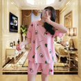 thumbnail image 1 of Conjunto de ropa de dormir holgada de manga corta con cuello redondo para mujer, ropa cómoda para el hogar de talla grande con estampado de dibujos animados, ligera para verano, 1 of 5