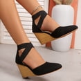 thumbnail image 4 of Rokment Strappy Wedge Heeled Dressy Shoes for Women Ladies 2026 Summer Fall Fashion Casual Pointed Closed Toe Ankle Strap Dress High Heels Sandals Bride Wedding Business Work Black Size 6, 4 of 8