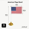 thumbnail image 4 of 12-Pack Mini American Flags with Stand Base for Desk, Veterans, 4th of July, Memorial Day Small Miniature USA Desktop Centerpiece for Patriotic Home Office Table Party Decorations, 4 of 6