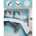 thumbnail image 3 of Full Size Quilt Bedding Set, Summer Palm Tree Reversible Summer Quilt 3 Pieces, Coastal Beach Waves Sunshine Tropical Plants Lightweight Bedspreads Coverlets with 2 Pillow Shams for All Seasons, 3 of 5