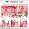 thumbnail image 3 of Peonies 40 oz Quencher tumbler sublimation Flowers Watercolor Floral Seamless Waterslide, 3 of 3