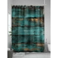 thumbnail image 5 of Fsddascl Teal Brown Vintage Wood Shower Curtain Set - 48" x 72" Washable Bathtub Curtain with 12 Hooks, Abstract Retro Shabby Plank Waterproof Fabric Stall Shower Curtains for Bathroom/Bathtub, 5 of 6