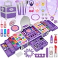 thumbnail image 1 of Kit de maquillaje Kuovei, 99 unidades, para niñas, con espejo, cintas para el pelo y uñas, 1 of 7