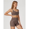 thumbnail image 7 of IBTOM CASTLE Womens Workout Sets Color Block Sports Bra Matching High Waist Shorts 2 Piece Gym Yoga Pilates Outfits Brown, 7 of 7