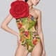thumbnail image 4 of Traje de baño de una pieza para mujer con estampado decorativo de flores grandes en 3D, 4 of 6