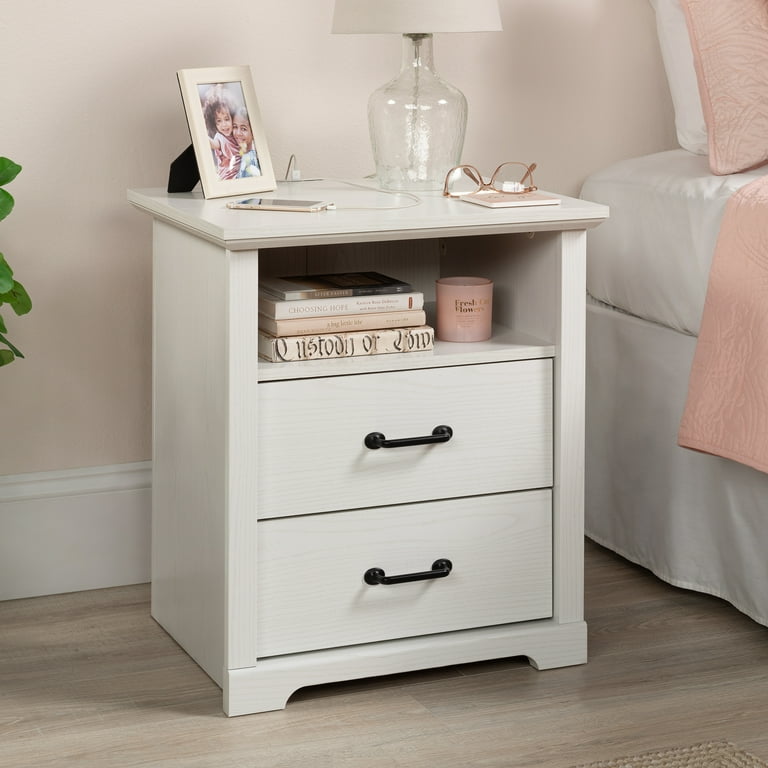 Mainstays Harrington 2-Drawer Nightstand, White photo 1