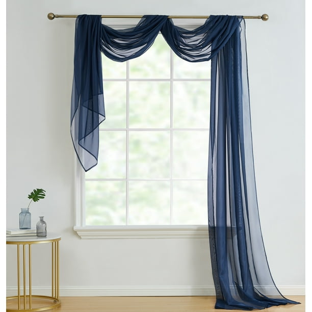 HLC.ME Sheer Voile Window Curtain Scarf Valance Fully Stitched