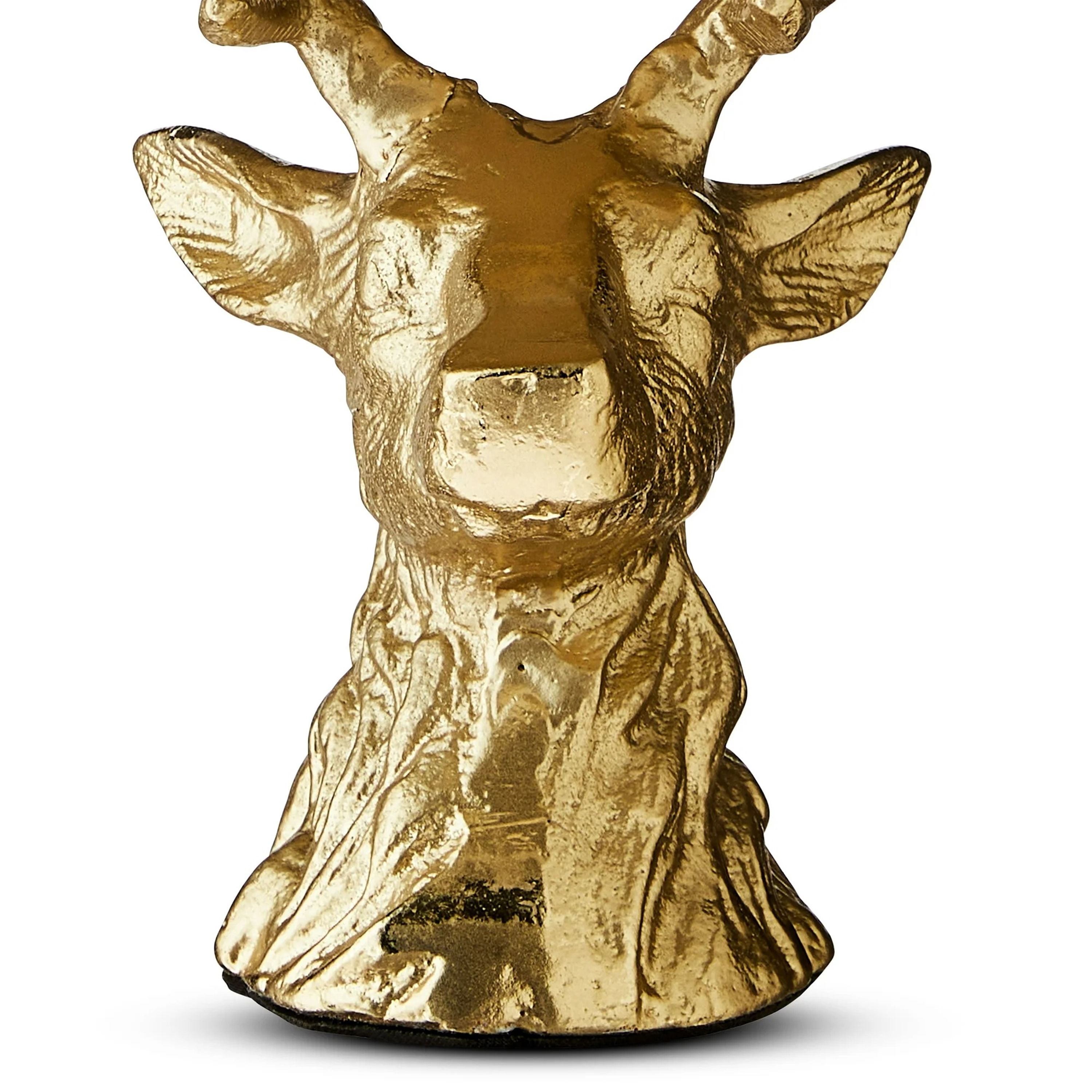 My Texas House Aluminum Casted Stag Head Candle Holder, Gold Plated Finish, 11-inch