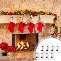 Votnto Garland and Stocking Mantel Holders, 2 in 1 Garland Stocking Hangers, Non-Slip Adjustable Stocking Hooks, Christmas Stocking Hooks for Fireplace Mantle Christmas Party Decorations
