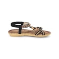 thumbnail image 2 of BLISSFUL STEP Women's Shoes Open Toe Rhinestone Butterfly Knot T--Strap Ankle Elastic Flat Sandals Black 9, 2 of 5