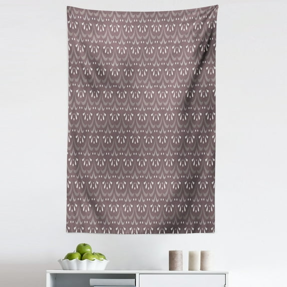Shells Tapestry, Abstract Interpretation of Blossoms Dark Colors Continuous Illustration, Fabric Wall Hanging Decor for Bedroom Living Room Dorm, 5 Sizes, Pale Mauve Taupe, by Ambesonne