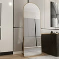 thumbnail image 4 of Metal Framed Arched Full-length Mirror. High Definition Explosion-proof Glass, Adjustable Angle Stable Bracket, Dual-use For Floor And Wall Mounting. Suitable For Bedroom Foyer.23.2*64.9''.,Gold, 4 of 22