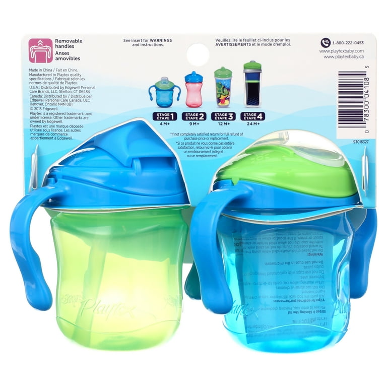 Playtex Baby Sipsters Stage 1 Straw & Spout Trainer Sippy Cups, 6